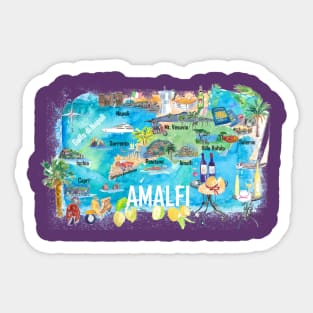 Amalfi_Illustrated_Travel_Map_With_RoadsM Sticker